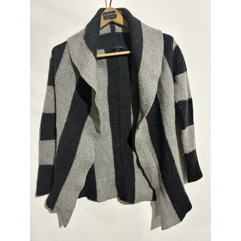 Banana Republic Black & Gray Open Merino Wool Sweater Womens Small Heritage